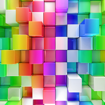 Modern roller blind Colorful 3D cubes