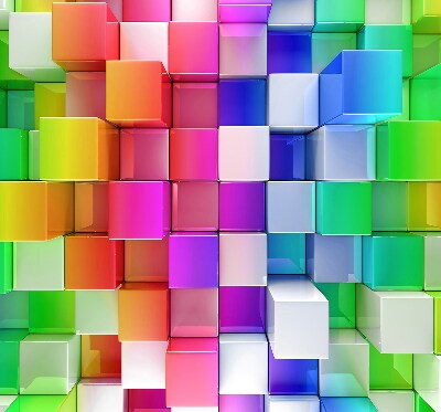 Modern roller blind Colorful 3D cubes