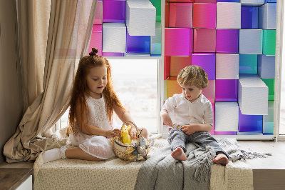 Modern roller blind Colorful 3D cubes