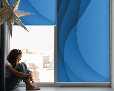 Roller blind for large window Blue waves