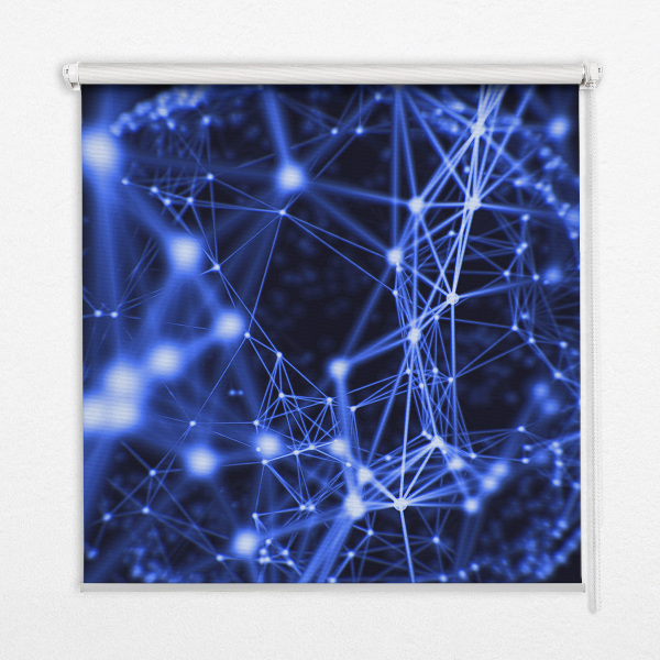 Fabric roller blind Blue dots connected by lines