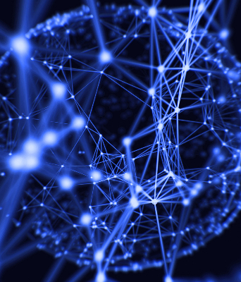 Fabric roller blind Blue dots connected by lines