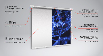 Fabric roller blind Blue dots connected by lines