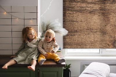 Roller blind for large window Dark wood