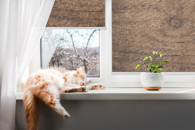 Roller blind for large window Dark wood
