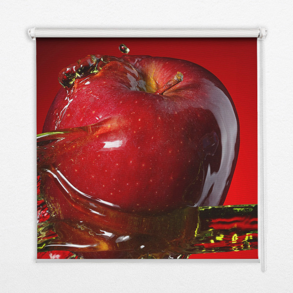 Fabric roller blind An apple doused with water
