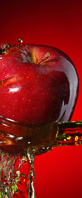 Fabric roller blind An apple doused with water