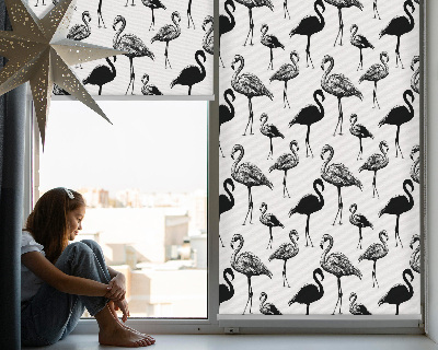 Roller blind for large window Black flamingos