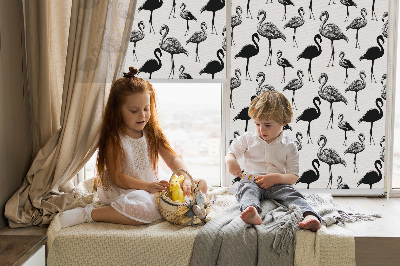 Roller blind for large window Black flamingos