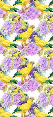 Roller blind for large window Yellow parrots