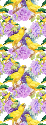 Roller blind for large window Yellow parrots