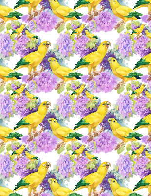 Roller blind for large window Yellow parrots