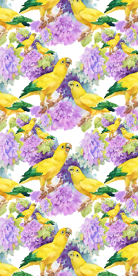 Roller blind for large window Yellow parrots
