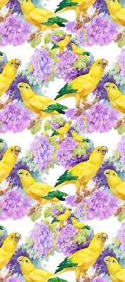 Roller blind for large window Yellow parrots