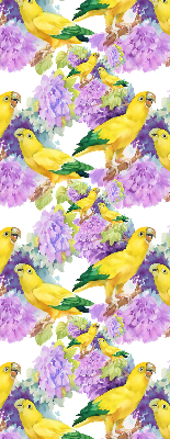 Roller blind for large window Yellow parrots