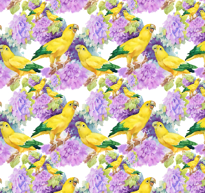 Roller blind for large window Yellow parrots