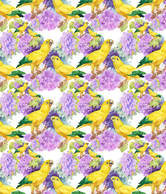 Roller blind for large window Yellow parrots