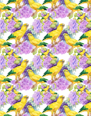 Roller blind for large window Yellow parrots