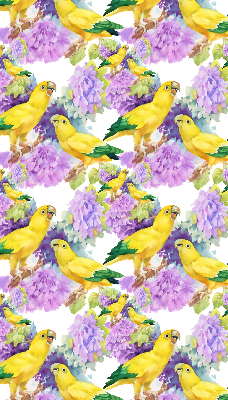 Roller blind for large window Yellow parrots