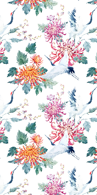 Roller blind for large window Heron and flower