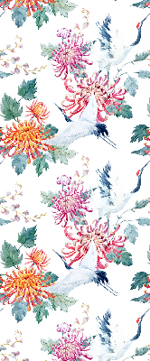 Roller blind for large window Heron and flower