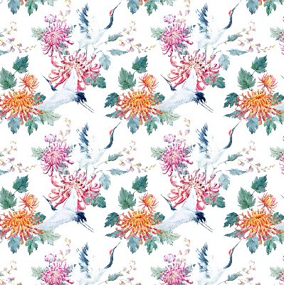 Roller blind for large window Heron and flower