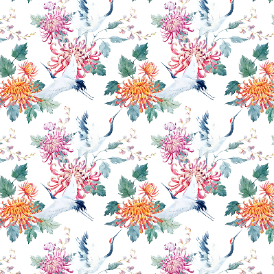 Roller blind for large window Heron and flower