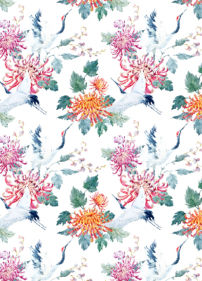 Roller blind for large window Heron and flower