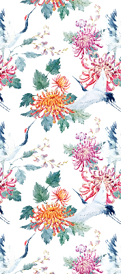 Roller blind for large window Heron and flower