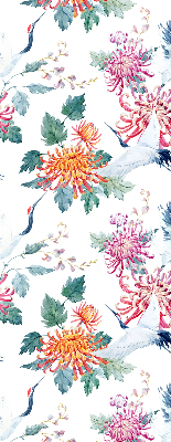 Roller blind for large window Heron and flower