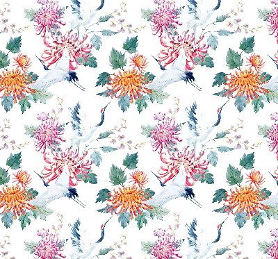 Roller blind for large window Heron and flower