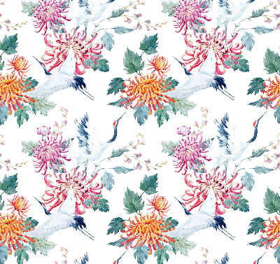 Roller blind for large window Heron and flower