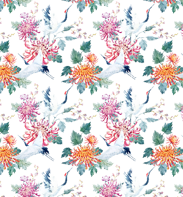 Roller blind for large window Heron and flower