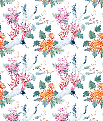 Roller blind for large window Heron and flower