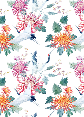 Roller blind for large window Heron and flower