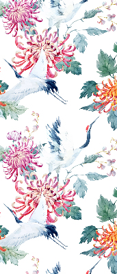 Roller blind for large window Heron and flower