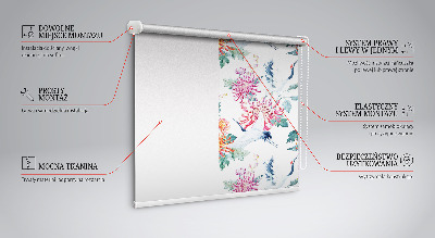 Roller blind for large window Heron and flower