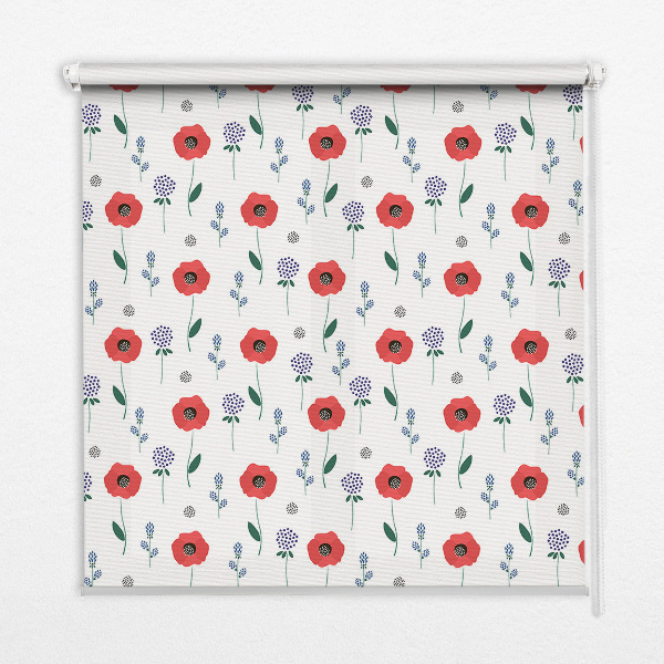 Fabric roller blind Poppy flowers