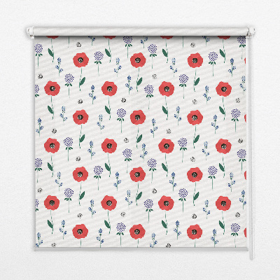 Fabric roller blind Poppy flowers