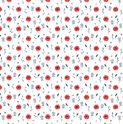 Fabric roller blind Poppy flowers