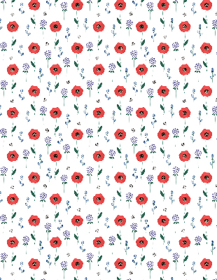 Fabric roller blind Poppy flowers