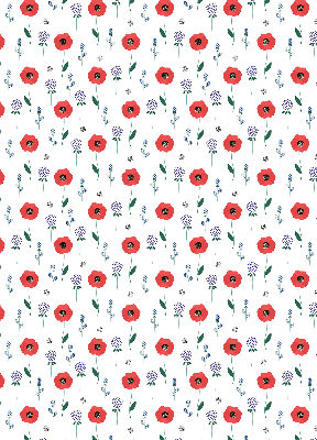 Fabric roller blind Poppy flowers