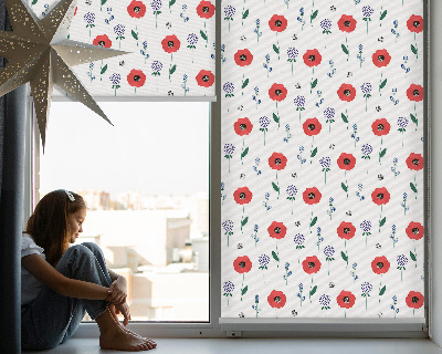 Fabric roller blind Poppy flowers