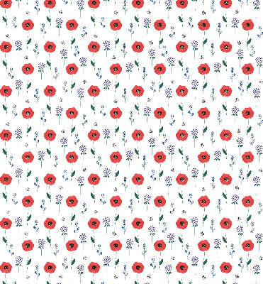Fabric roller blind Poppy flowers