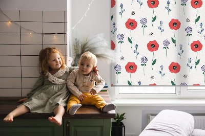 Fabric roller blind Poppy flowers