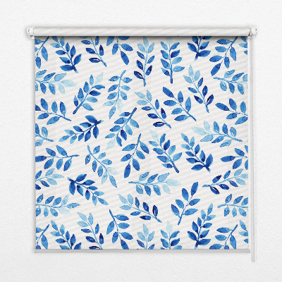 Modern roller blind Blue leaves