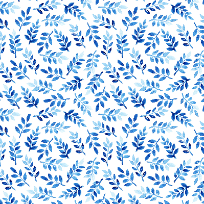 Modern roller blind Blue leaves