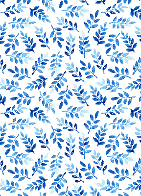 Modern roller blind Blue leaves