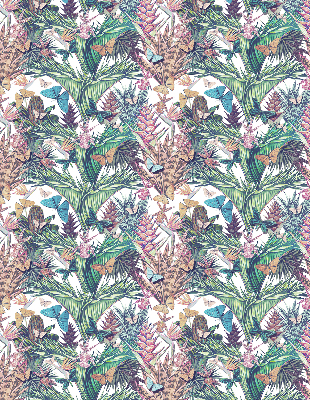 Modern roller blind Butterflies on flowers