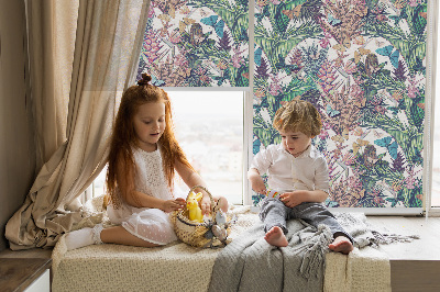 Modern roller blind Butterflies on flowers
